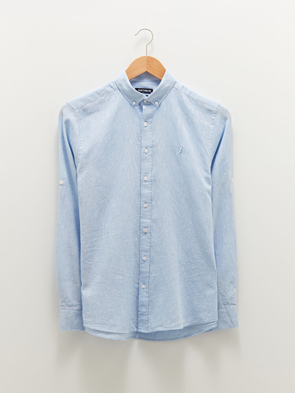 Рубашка Мужская Льняная Стандартного Кроя С Длинным Рукавом-6