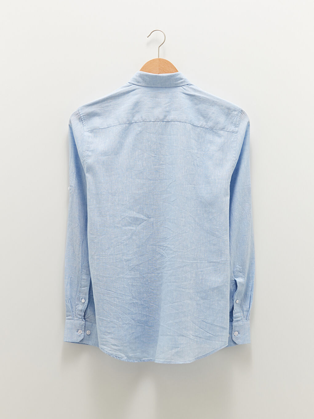 Рубашка Мужская Льняная Стандартного Кроя С Длинным Рукавом-7