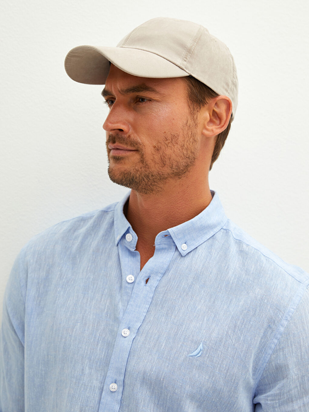 Рубашка Мужская Льняная Стандартного Кроя С Длинным Рукавом-4