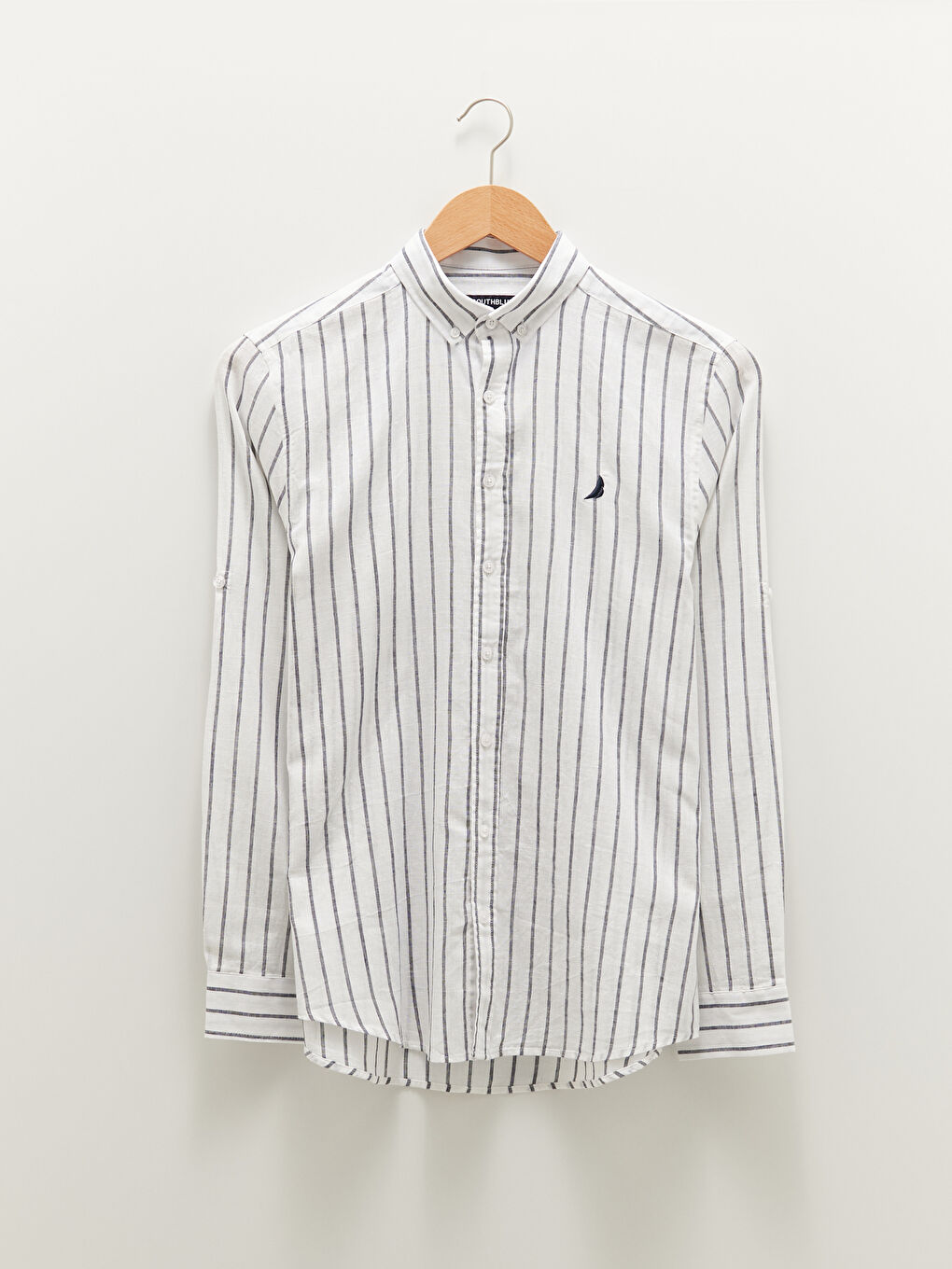 Chemise en Lin Rayée à Manches Longues pour Hommes Coupe Régulière-7