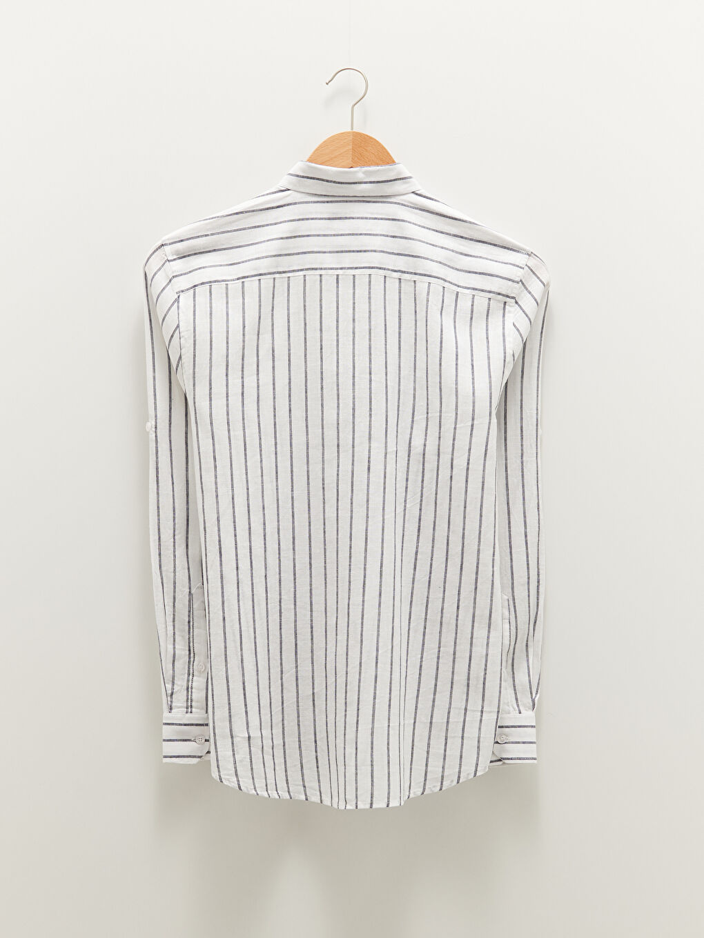 Chemise en Lin Rayée à Manches Longues pour Hommes Coupe Régulière-8