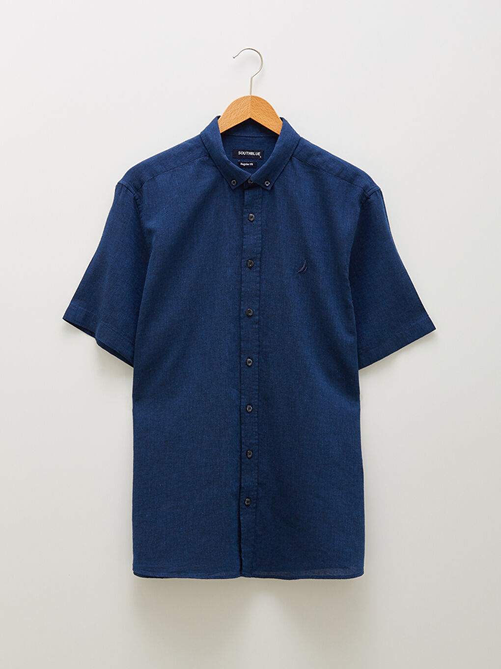 Regular Fit Short Sleeve Linen Men's Shirt-5