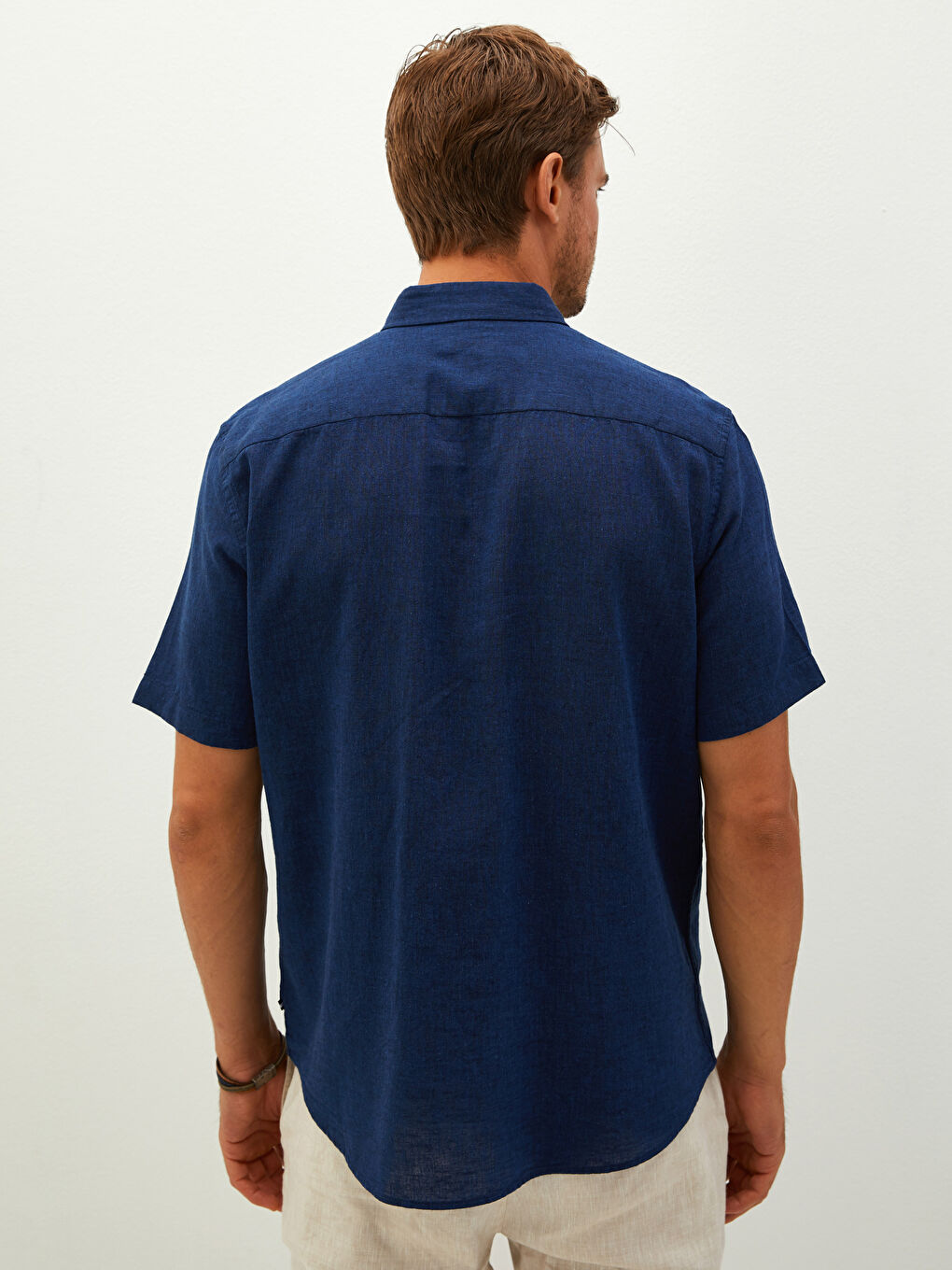 Regular Fit Short Sleeve Linen Men's Shirt-4