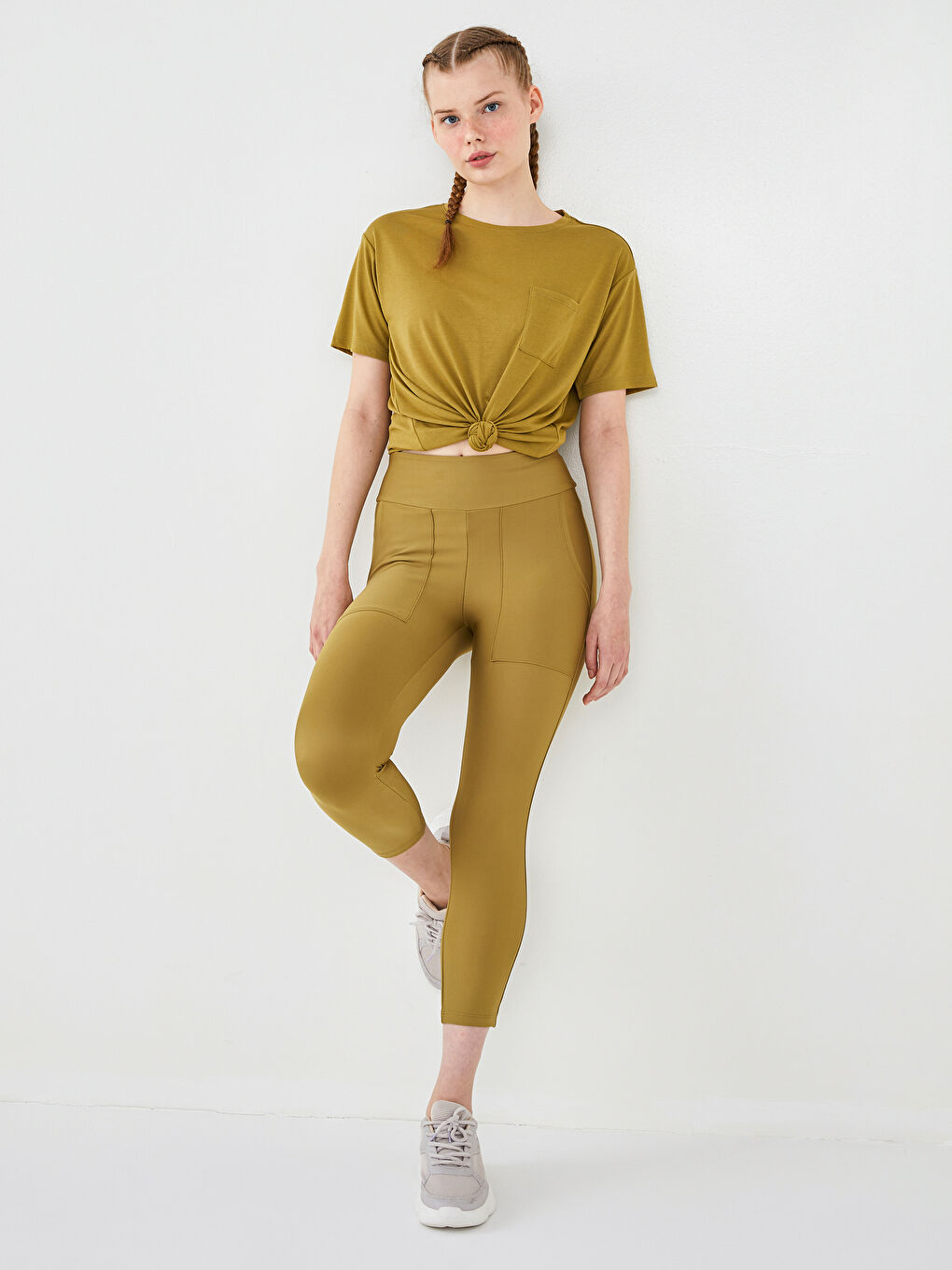 Leggings de Sport pour Femmes Droits à Poches et Taille Élastiquée-2