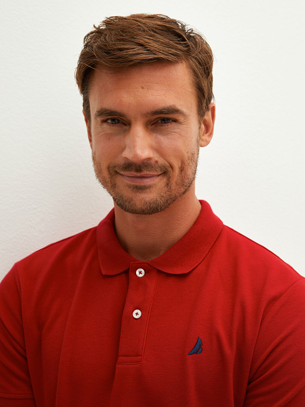 Kırmızı Polo Yaka Kısa Kollu Erkek Tişört-3