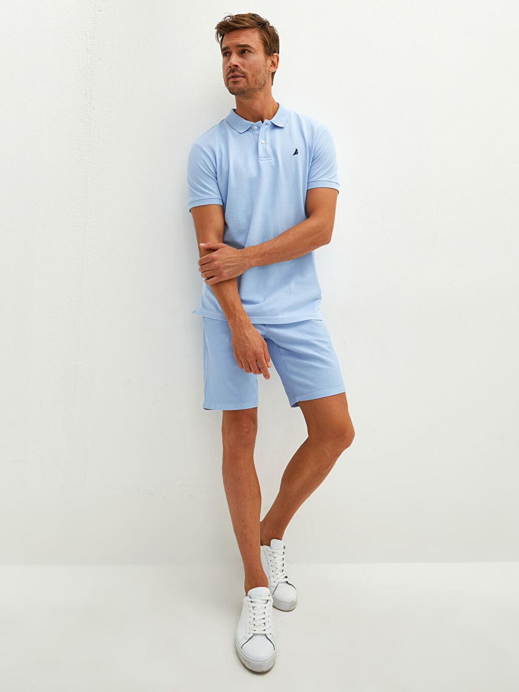 Lila Polo Yaka Kısa Kollu Erkek Tişört-4