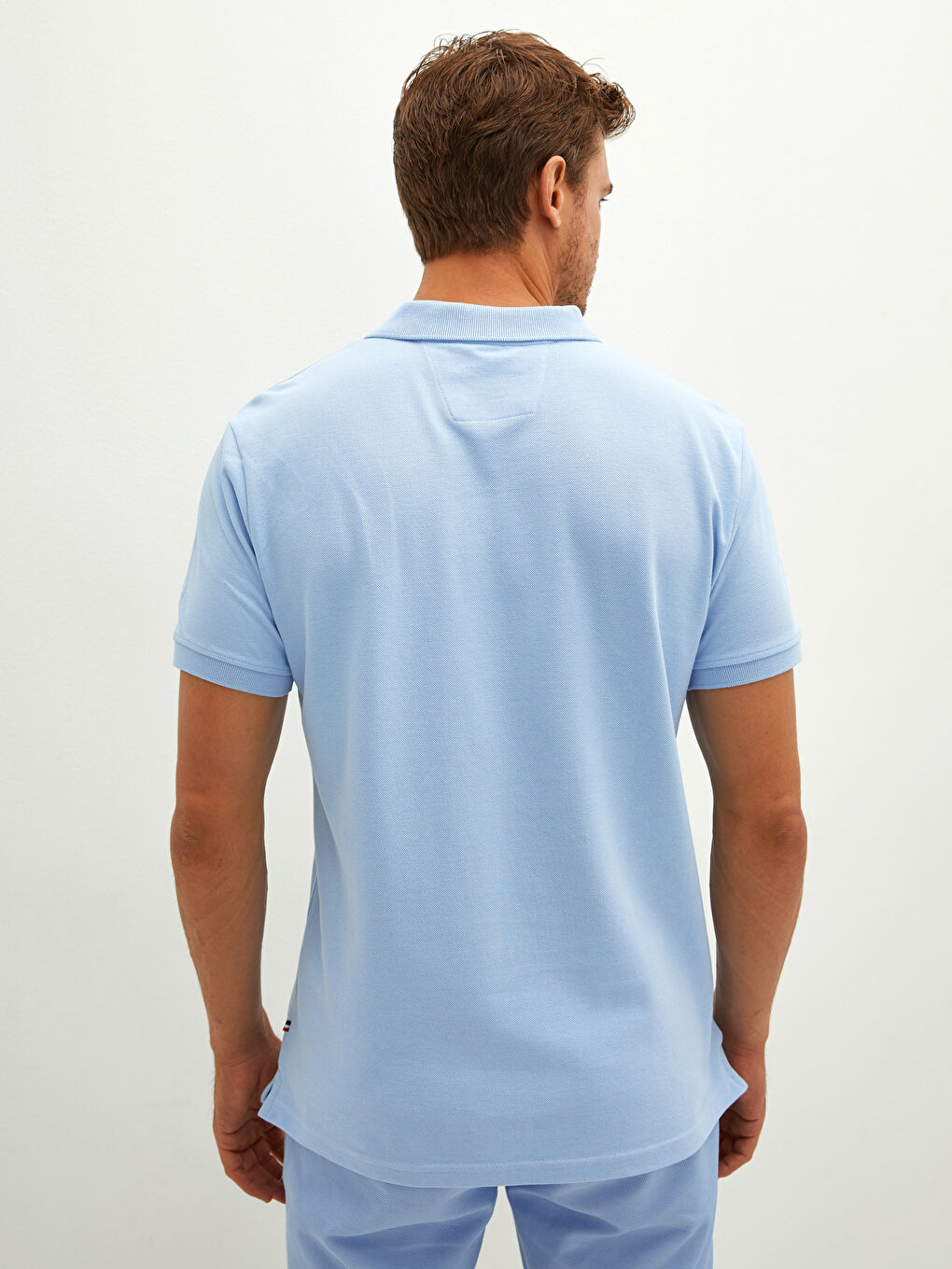 Lila Polo Yaka Kısa Kollu Erkek Tişört-6