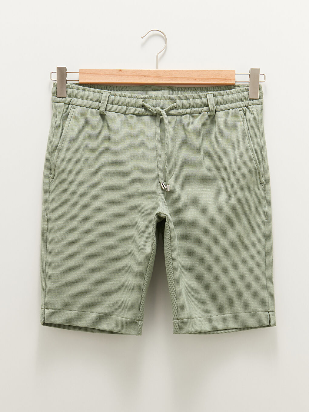 Yeşil Slim Fit Örme Erkek Şort-4