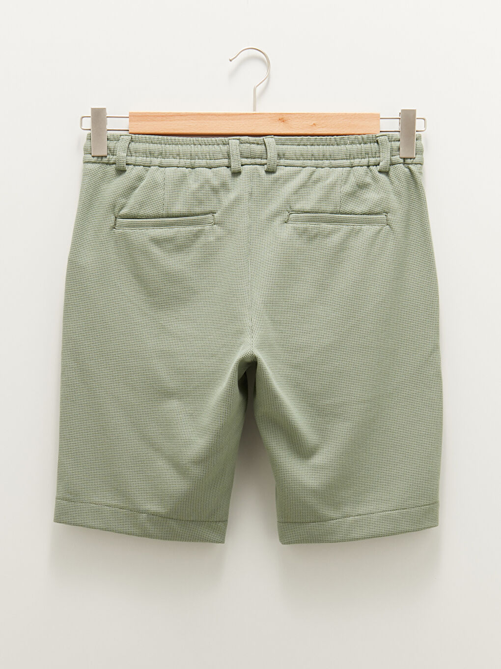 Yeşil Slim Fit Örme Erkek Şort-5