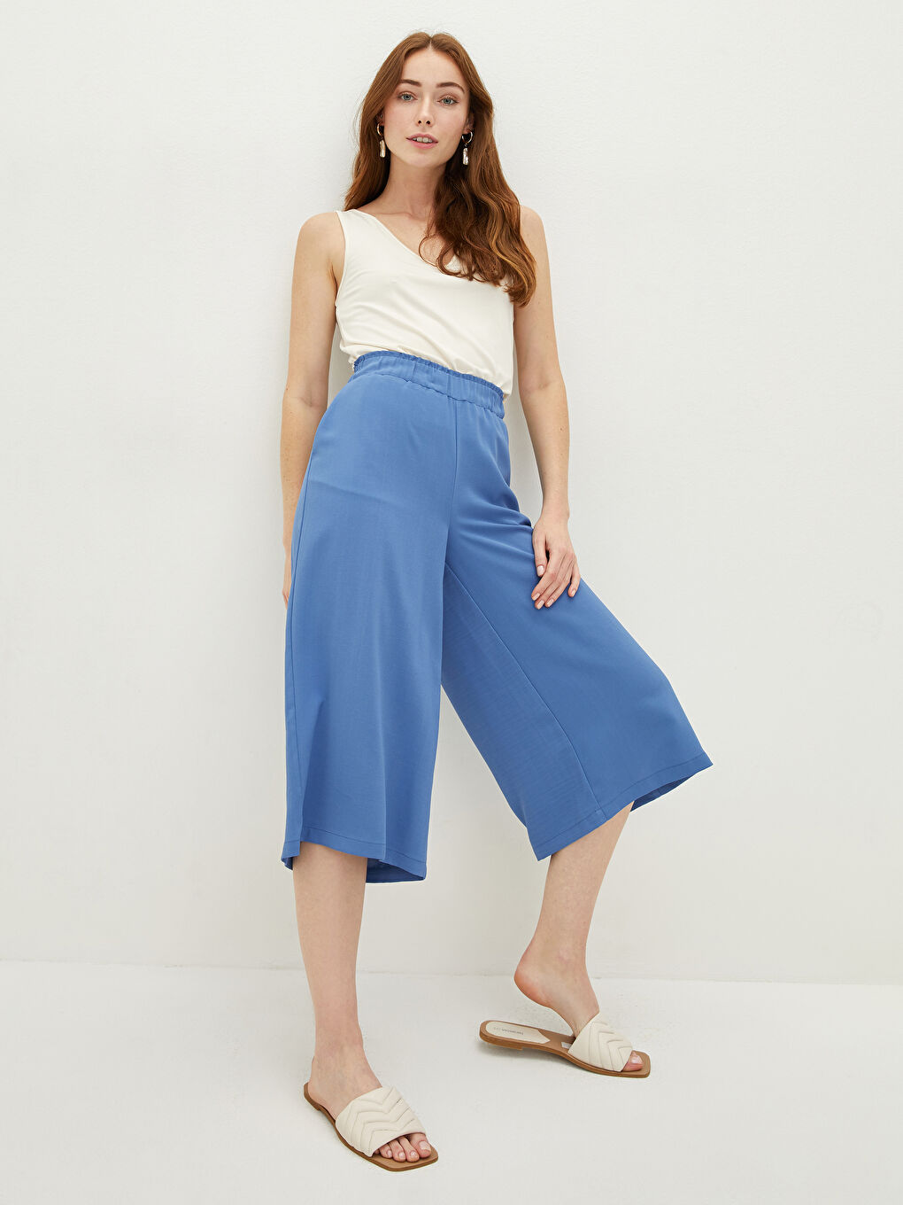 Elastic Waist Flat Pocket Detailed Women's Capri -S1LK46Z8-RZU