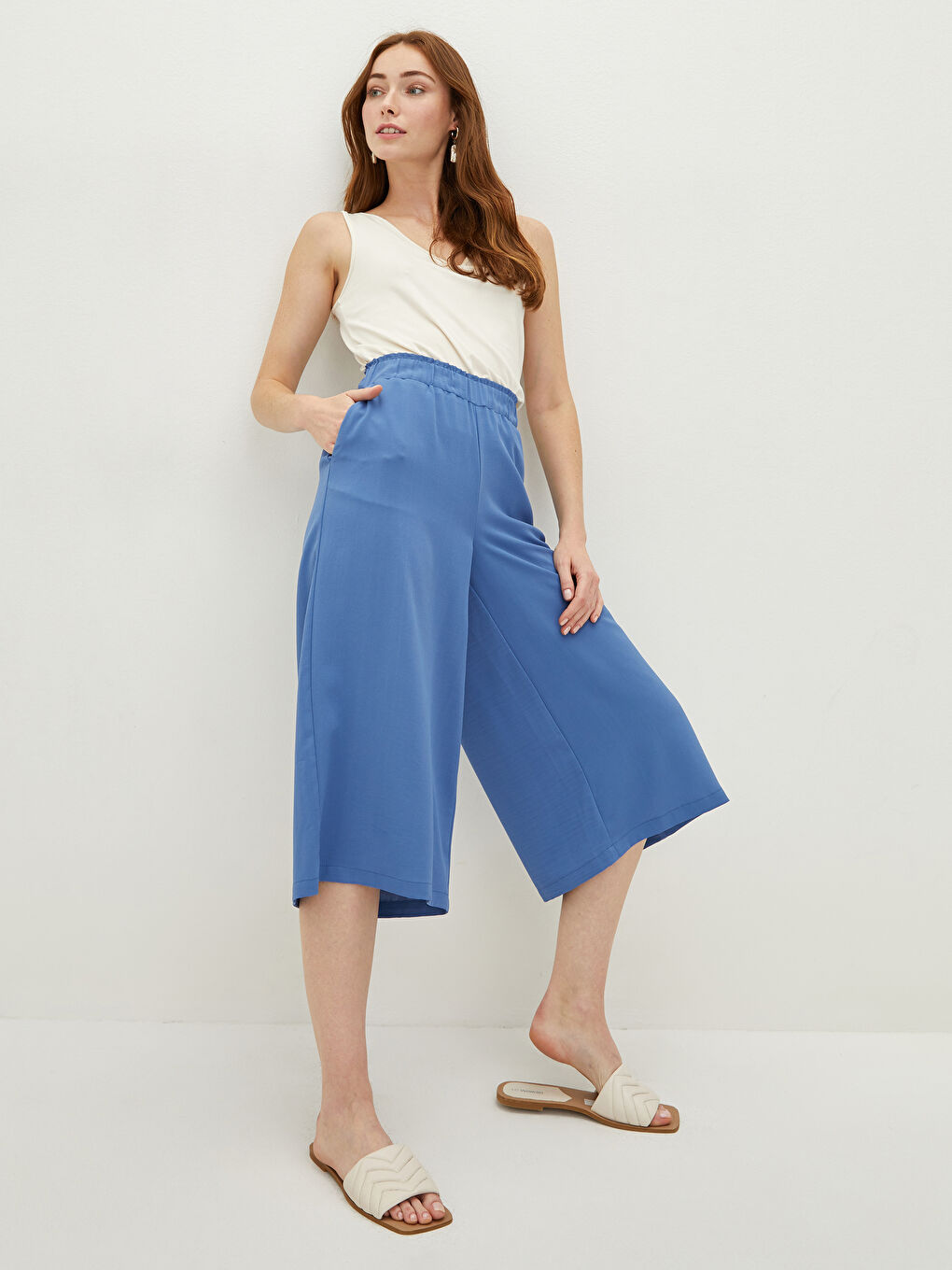 Elastic Waist Flat Pocket Detailed Women's Capri -S1LK46Z8-RZU