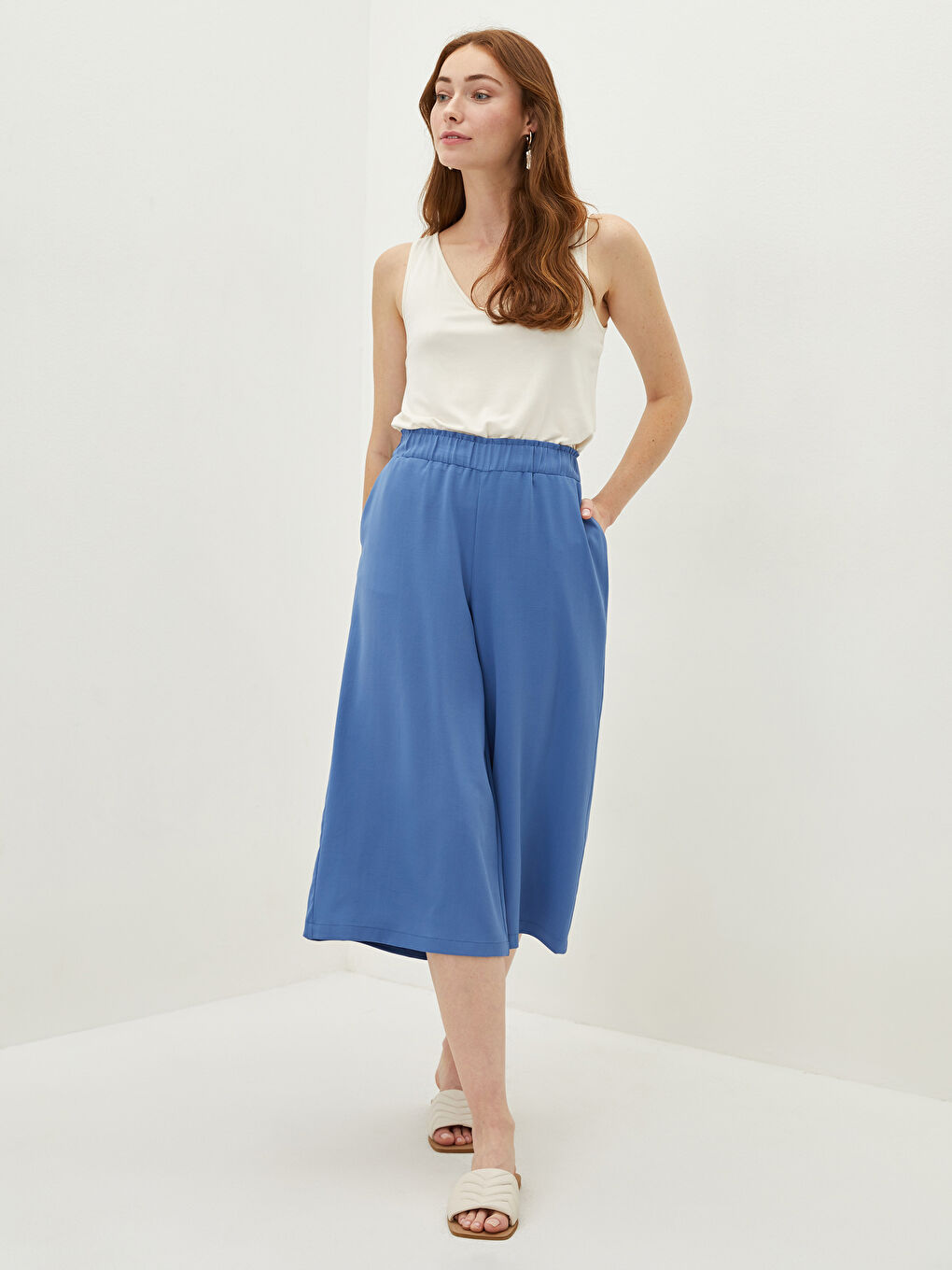 Elastic Waist Flat Pocket Detailed Women's Capri -S1LK46Z8-RZU