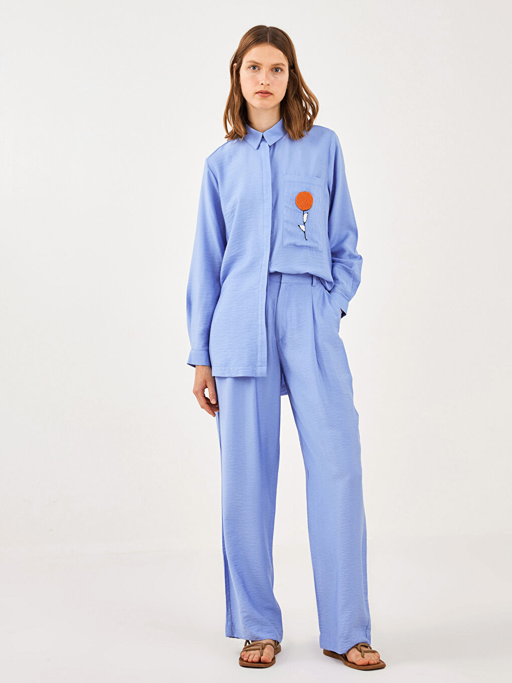 LCW Modest Mavi Standart Fit Düz Cep Detaylı Kadın Pantolon - 2