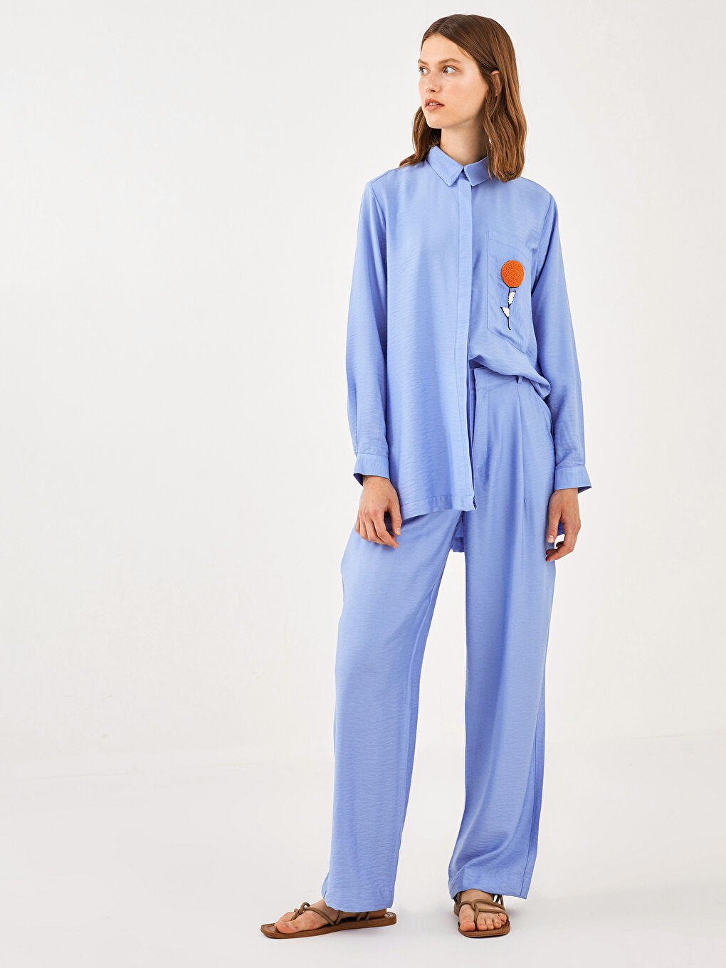 LCW Modest Mavi Standart Fit Düz Cep Detaylı Kadın Pantolon - 3