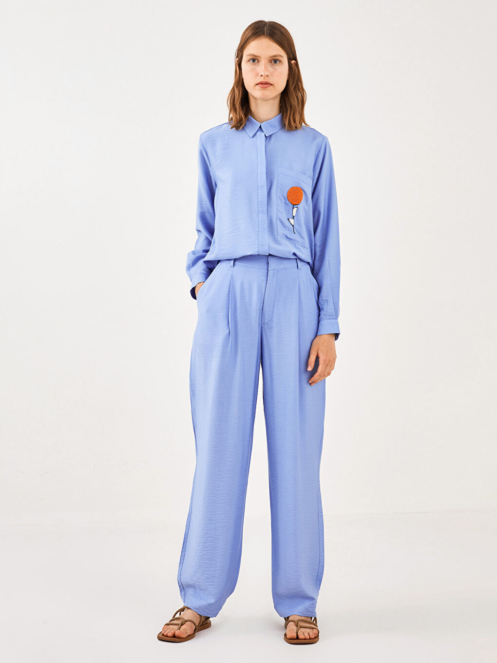 LCW Modest Mavi Standart Fit Düz Cep Detaylı Kadın Pantolon - 4