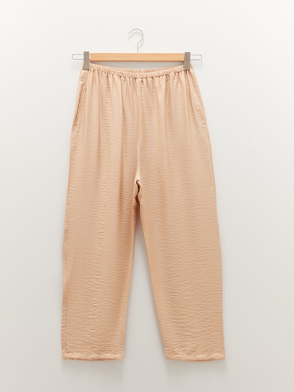 Bej Beli Lastikli Bol Fit Cep Detaylı Kadın Harem Pantolon-4