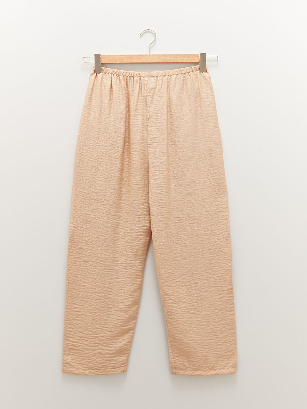 Bej Beli Lastikli Bol Fit Cep Detaylı Kadın Harem Pantolon-5