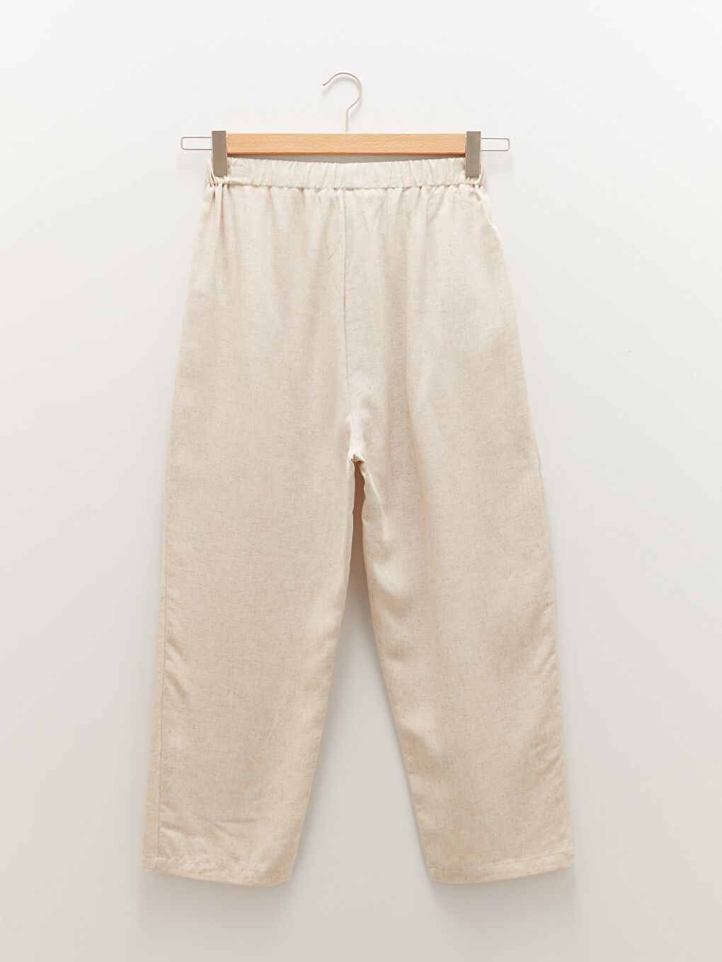 Bej Beli Lastikli Rahat Kalıp Kadın Harem Pantolon-8