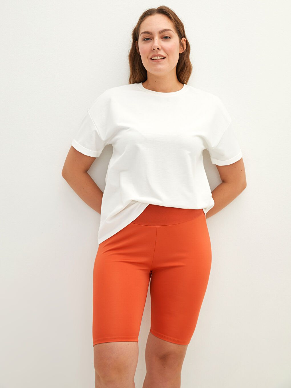 LC WAIKIKI Damen Große Größe Elastischer Bund Gerade Biker-Leggings -S1LL49Z8-GXR