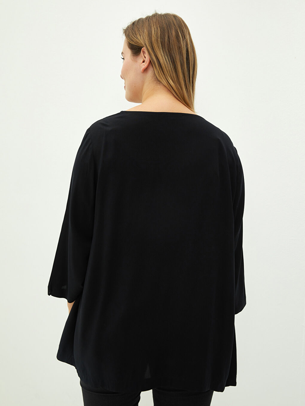 Ζακέτα για Γυναίκες Plus Size Λαιμόκοψη V Κανονική Εφαρμογή Μακρυμάνικο Βισκόζη-4