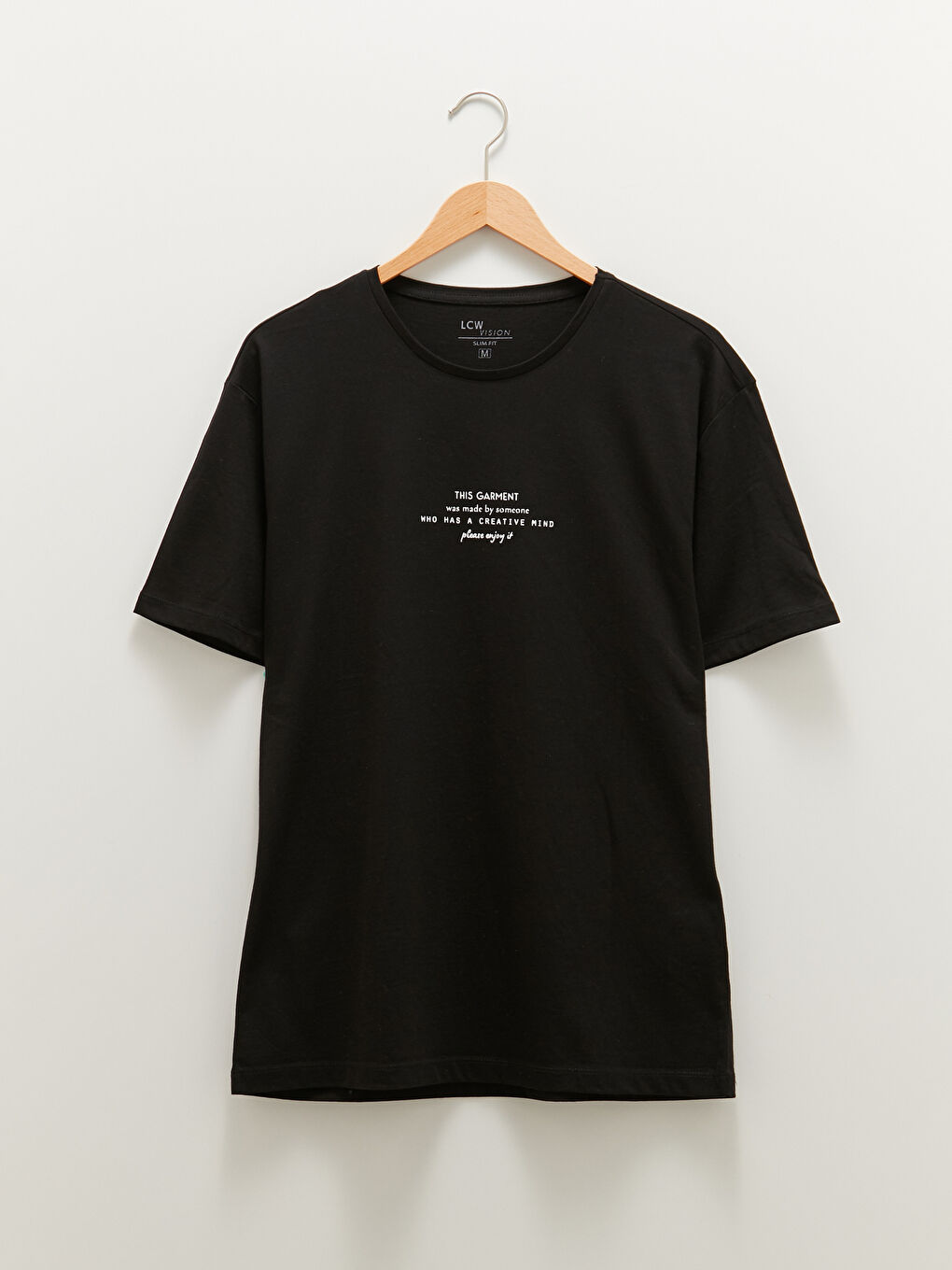 Siyah Bisiklet Yaka Kısa Kollu Baskılı Penye Erkek Tişört