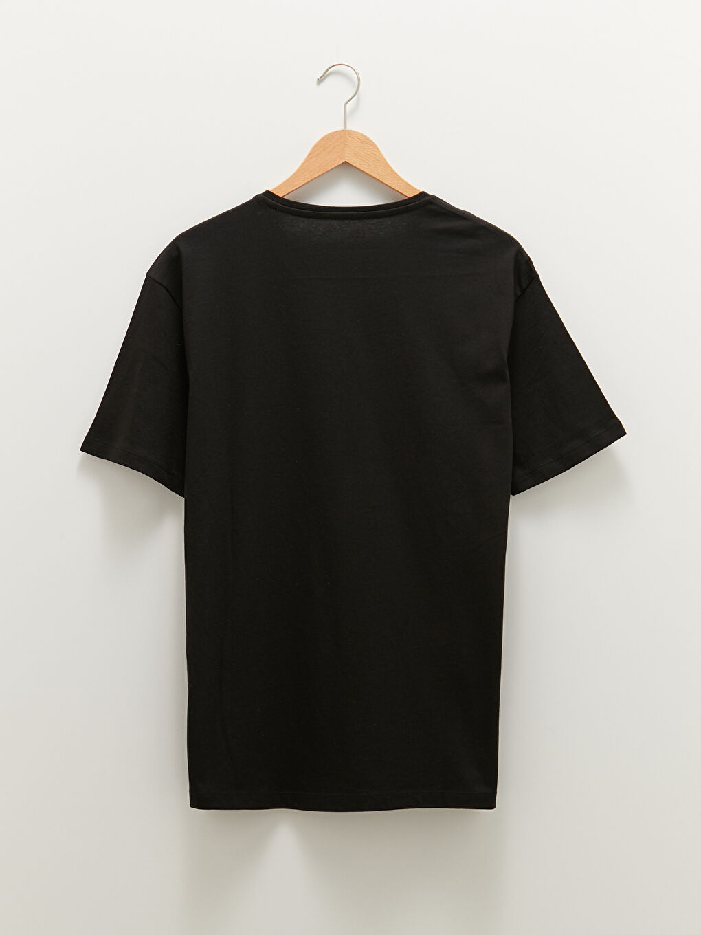 Siyah Bisiklet Yaka Kısa Kollu Baskılı Penye Erkek Tişört-1