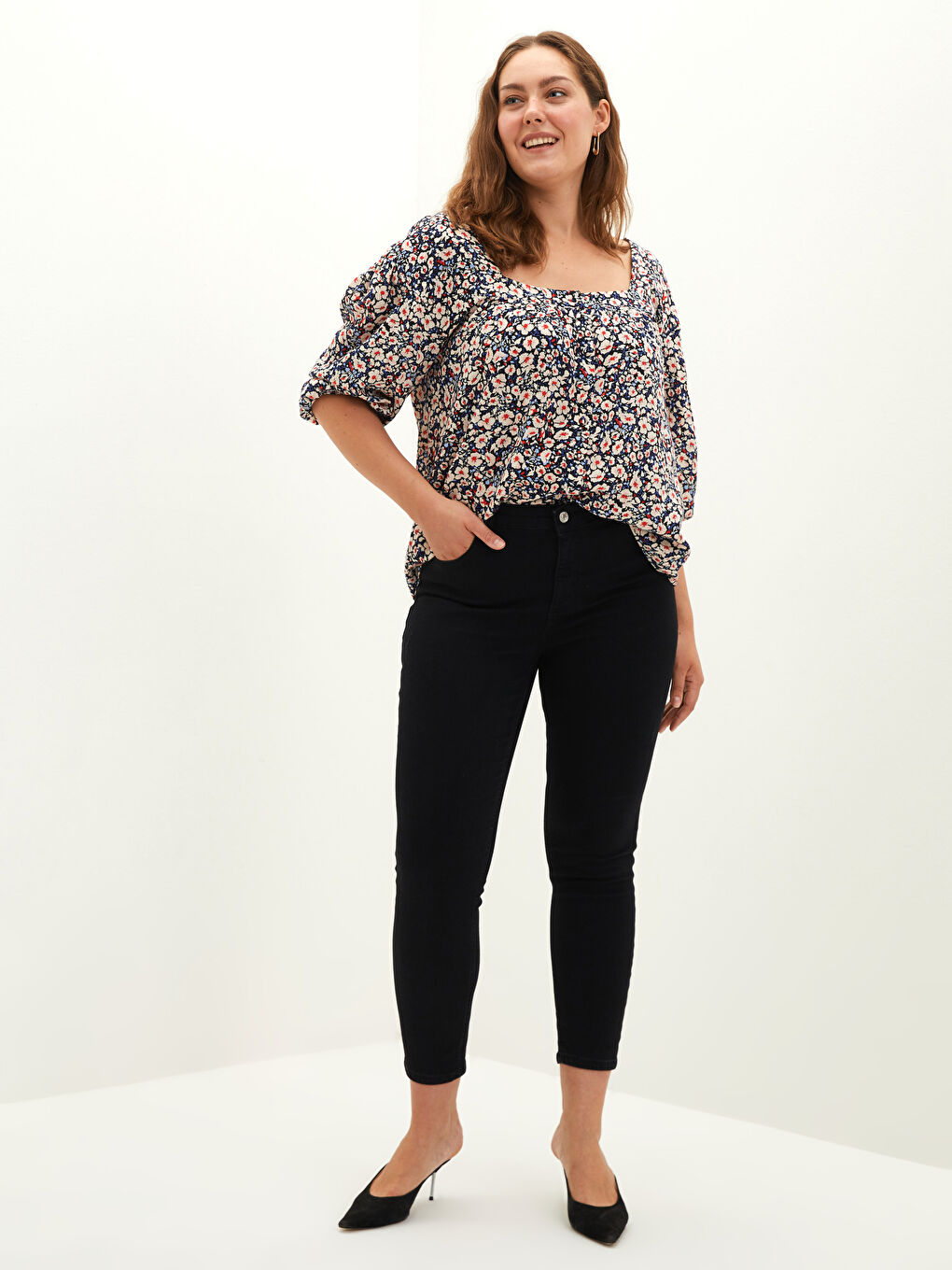 Siyah Büyük Beden Normal Bel Mercury Skinny Fit Cep Detaylı Kadın Rodeo Jean Pantolon-1