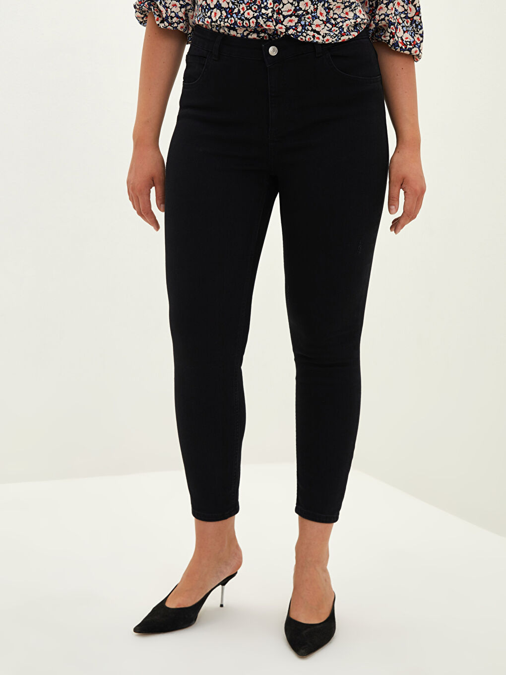 Siyah Büyük Beden Normal Bel Mercury Skinny Fit Cep Detaylı Kadın Rodeo Jean Pantolon-2