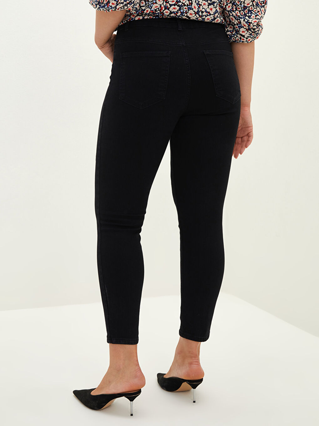 Siyah Büyük Beden Normal Bel Mercury Skinny Fit Cep Detaylı Kadın Rodeo Jean Pantolon-3