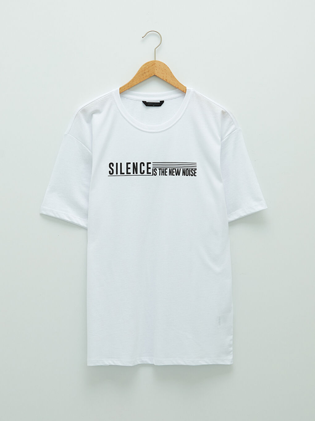 Beyaz Bisiklet Yaka Kısa Kollu Baskılı Penye Erkek Tişört-6