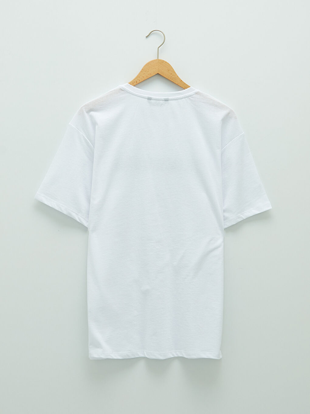 Beyaz Bisiklet Yaka Kısa Kollu Baskılı Penye Erkek Tişört-7