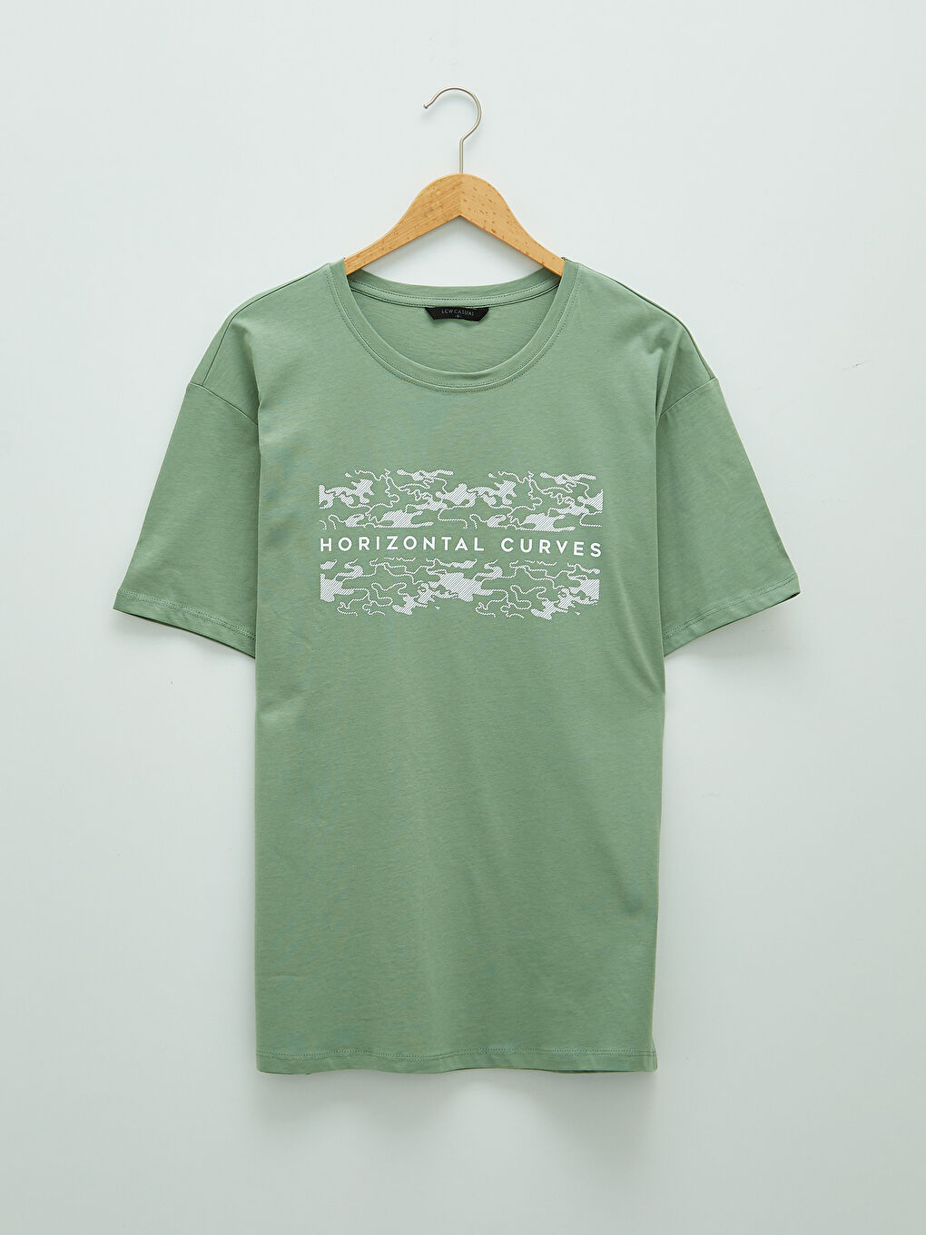 Yeşil Bisiklet Yaka Kısa Kollu Baskılı Penye Erkek Tişört-5
