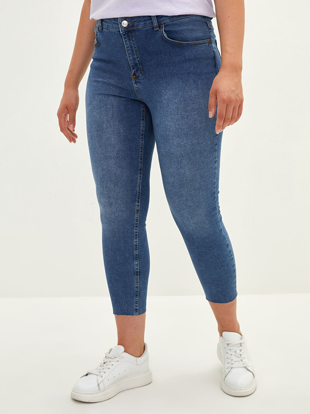 İndigo Büyük Beden Normal Bel Mercury Skinny Fit Cep Detaylı Kadın Rodeo Jean Pantolon-2