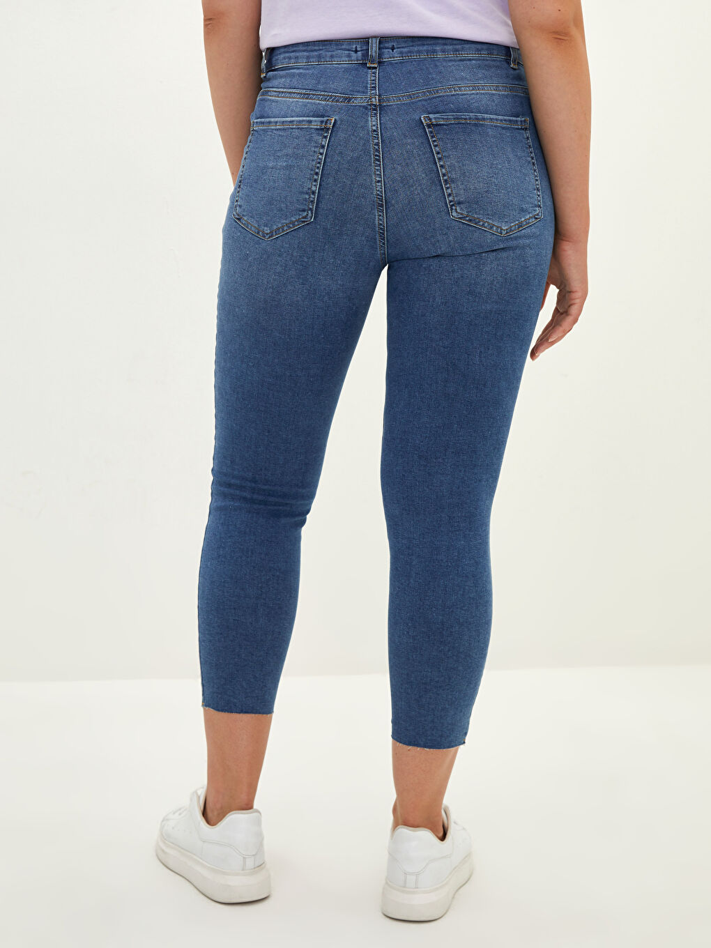 İndigo Büyük Beden Normal Bel Mercury Skinny Fit Cep Detaylı Kadın Rodeo Jean Pantolon-3