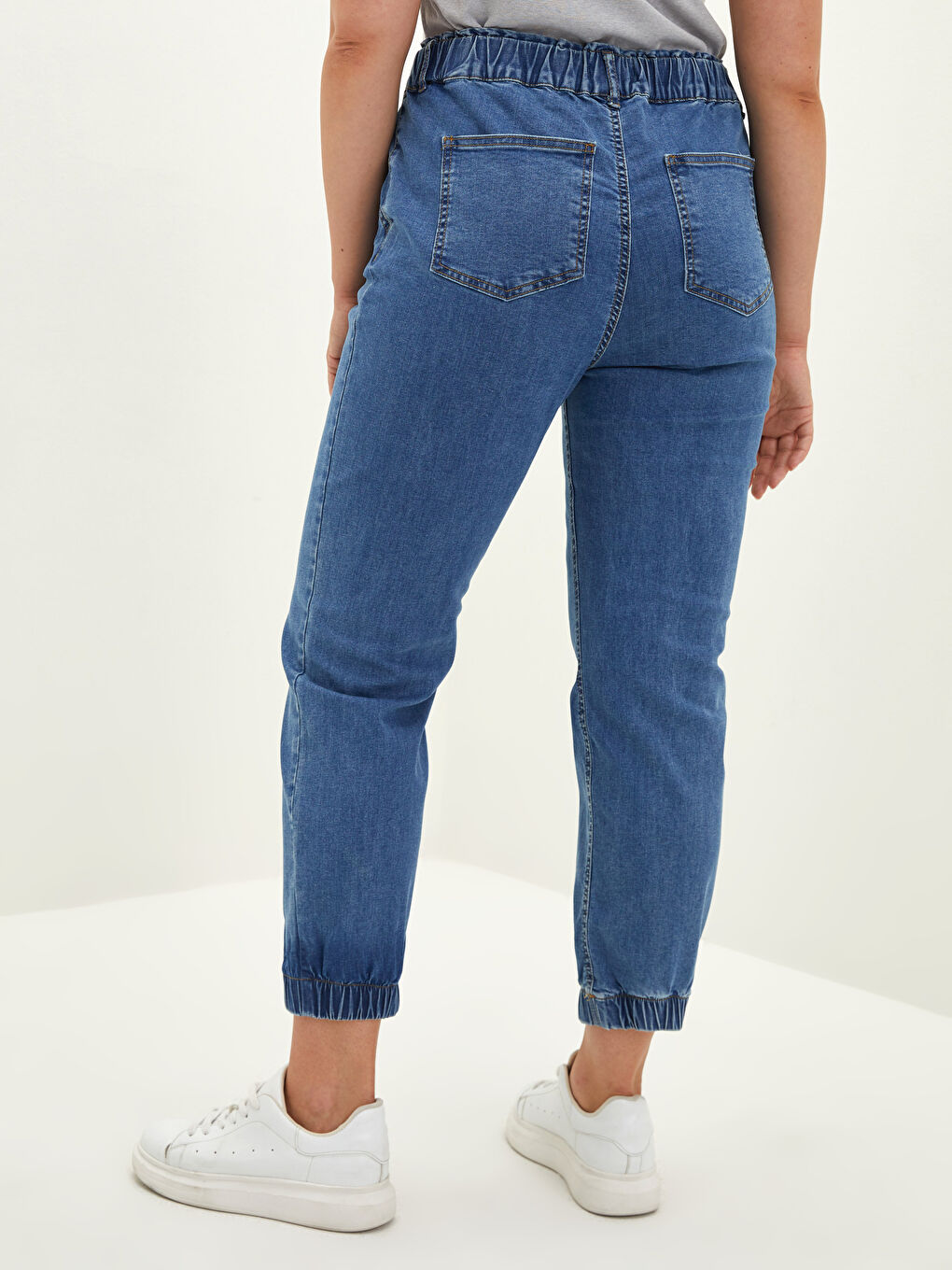 İndigo Büyük Beden Jogger Kadın Jean Pantolon-3