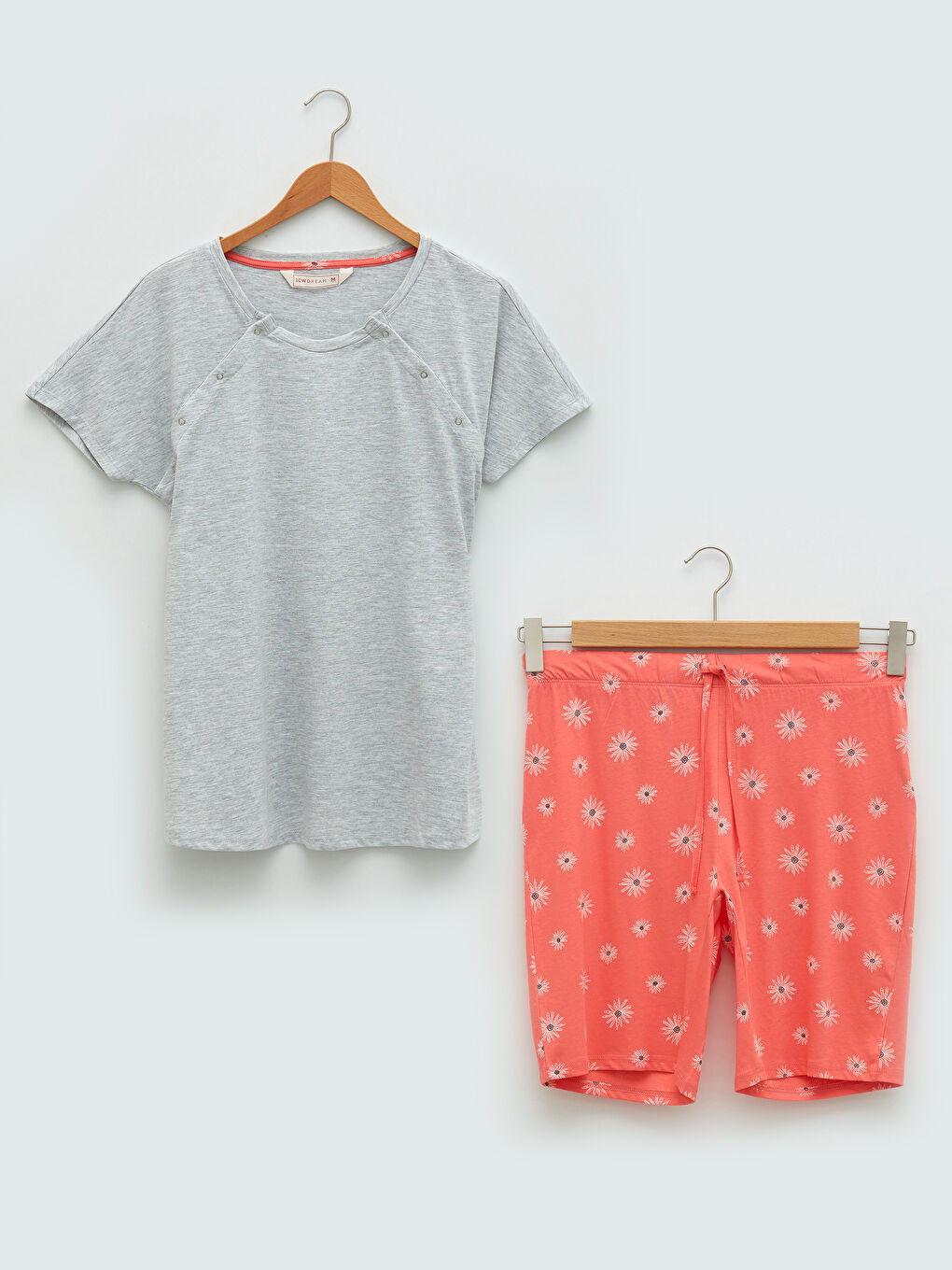LCW DREAM Rundhalsausschnitt Gerade Kurzarm Mutterschaft Shorts Pyjama-Set -S1LN24Z8-LR8