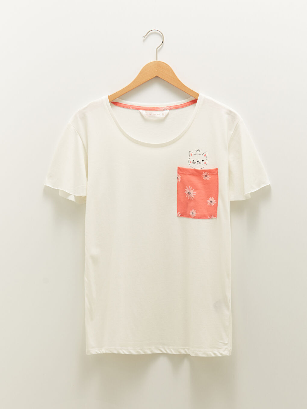 Mercan Bisiklet Yaka Çiçekli Kısa Kollu Pamuklu Kadın Şortlu Pijama Takımı-6