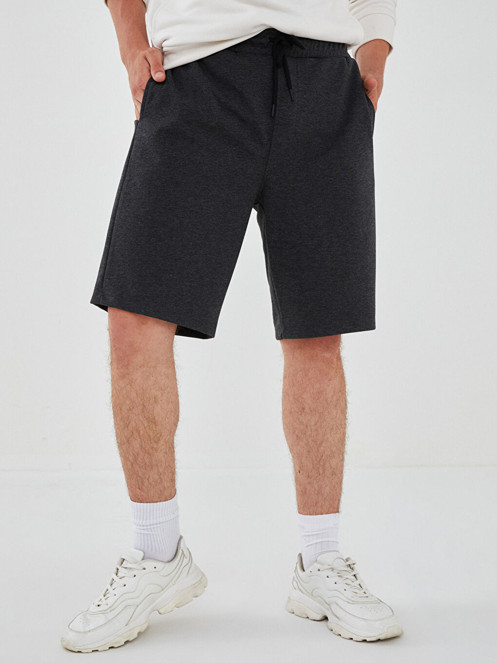 Antrasit Slim Fit Örme Erkek Şort-2