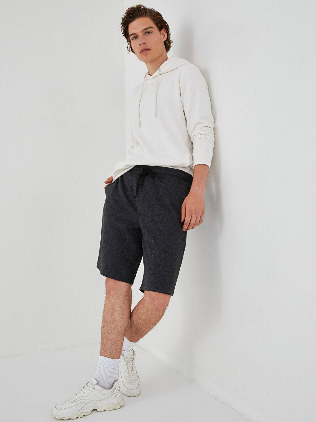 Antrasit Slim Fit Örme Erkek Şort