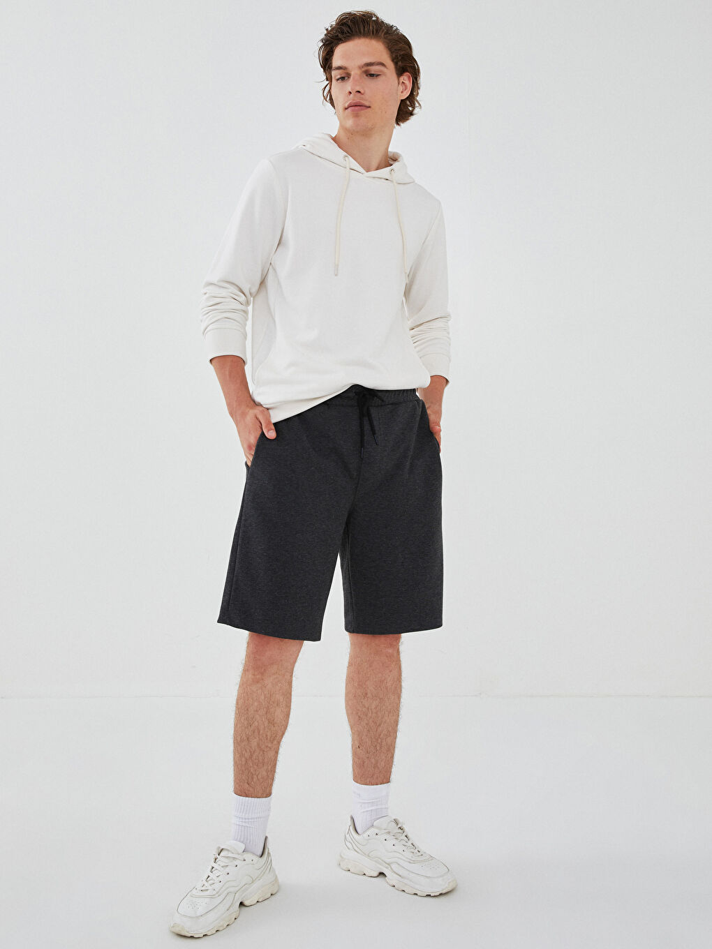 Antrasit Slim Fit Örme Erkek Şort-1