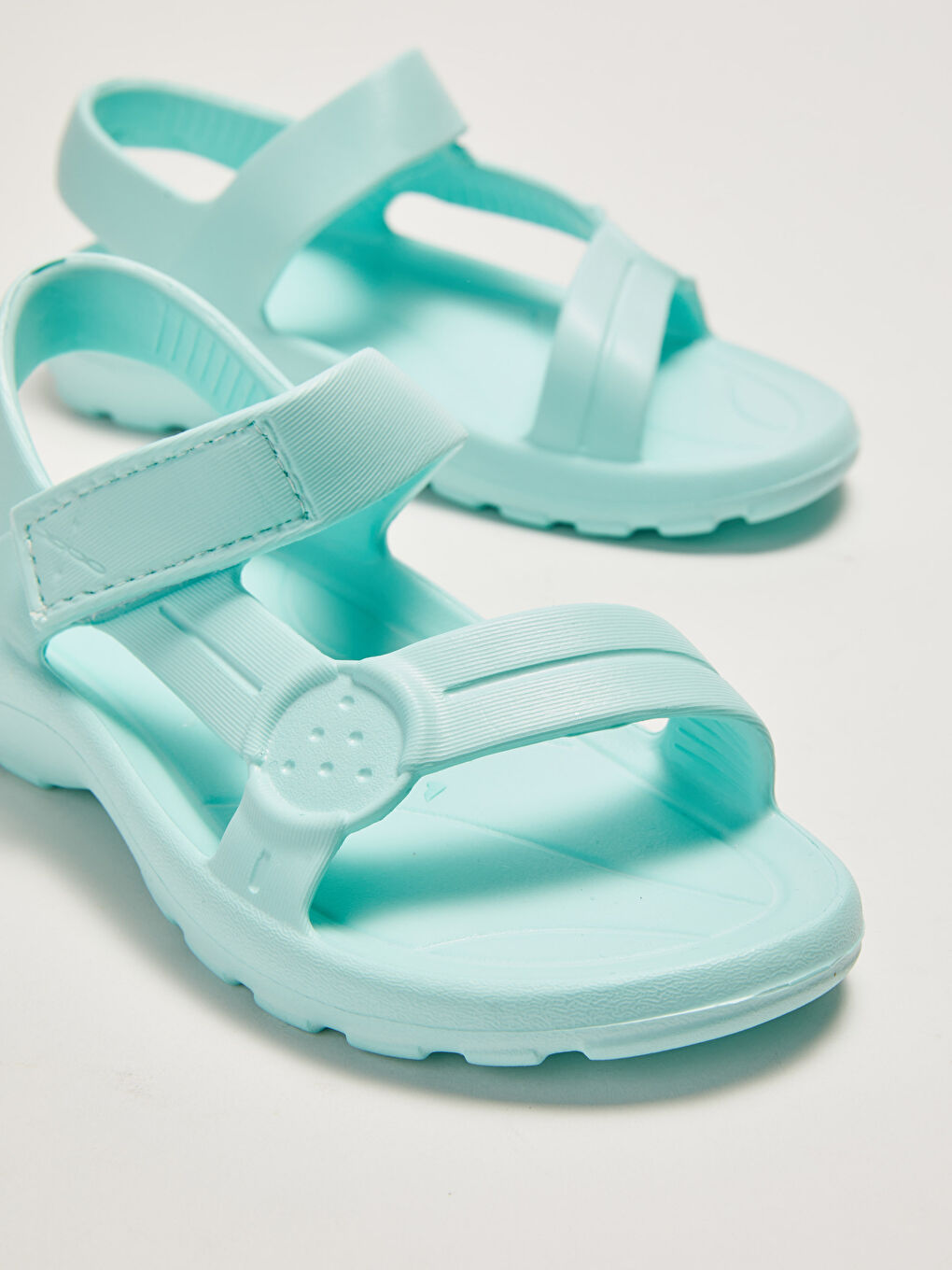 Mavi Tek Bantlı Cırt Cırtlı Kız Çocuk Sandalet-4