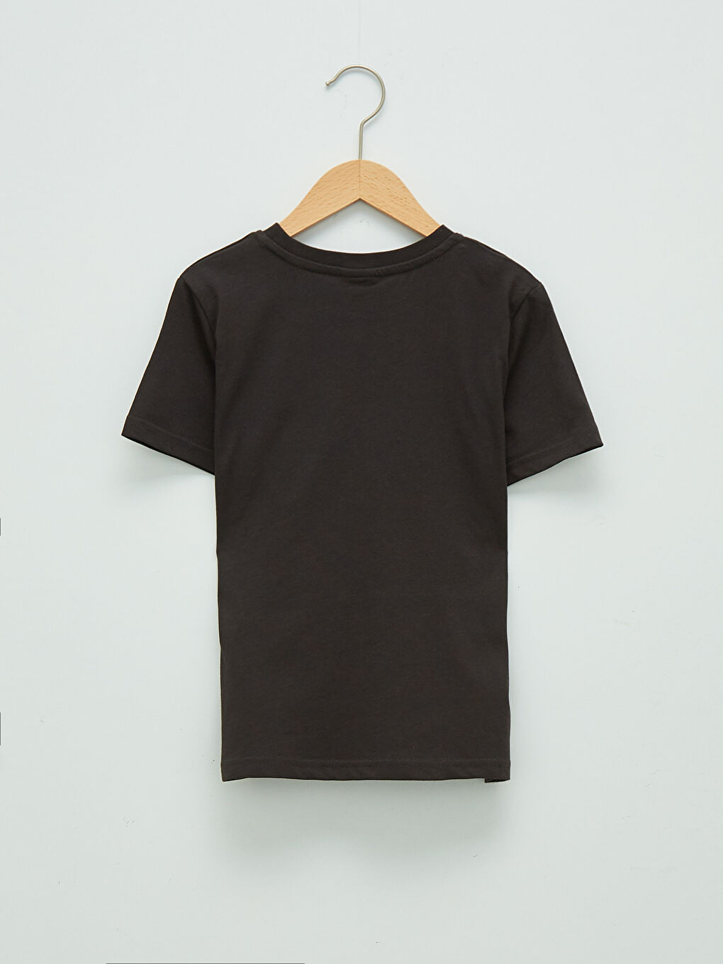 Antrasit Bisiklet Yaka Baskılı Kısa Kollu Pamuklu Erkek Çocuk Tişört-1