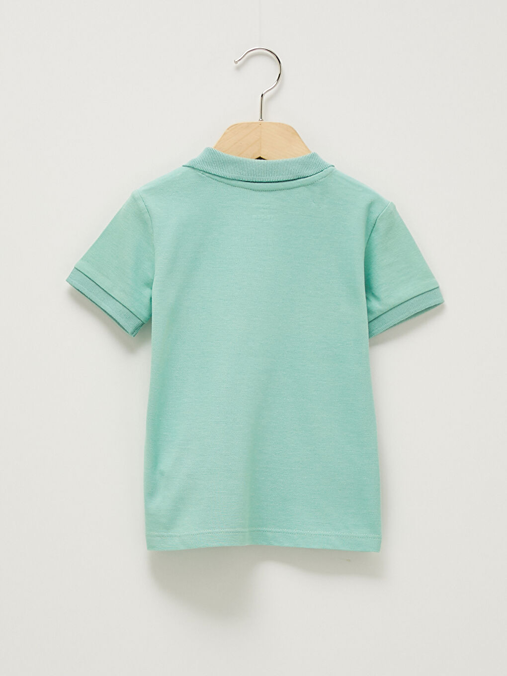 Yeşil Polo Yaka Kısa Kollu Nakış Detaylı Erkek Bebek Tişört-1