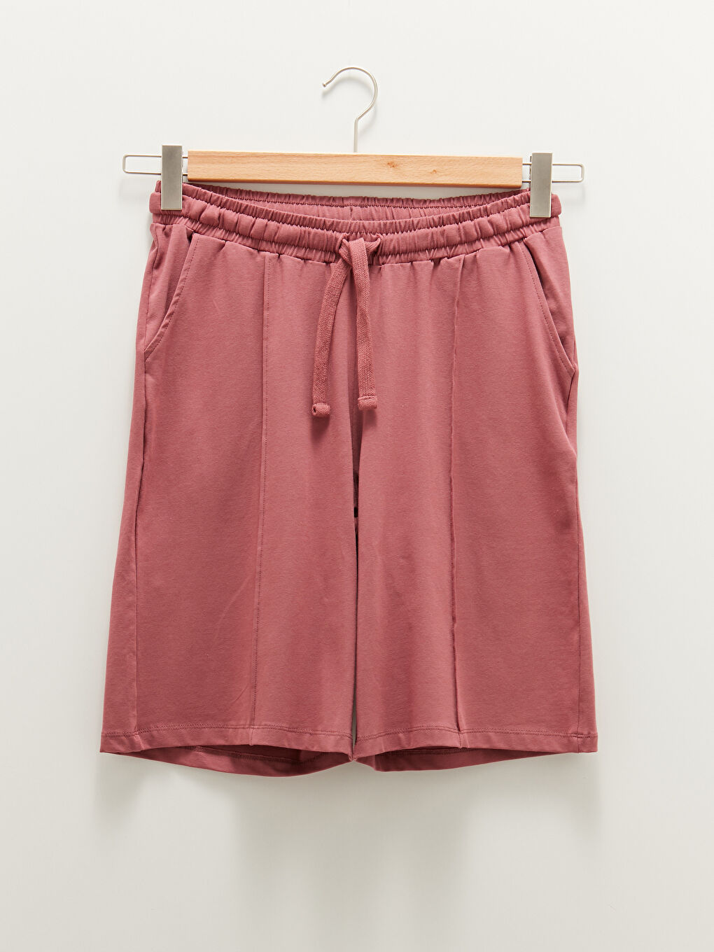 Elastic Waist Straight Pocket Detailed Maternity Shorts-5