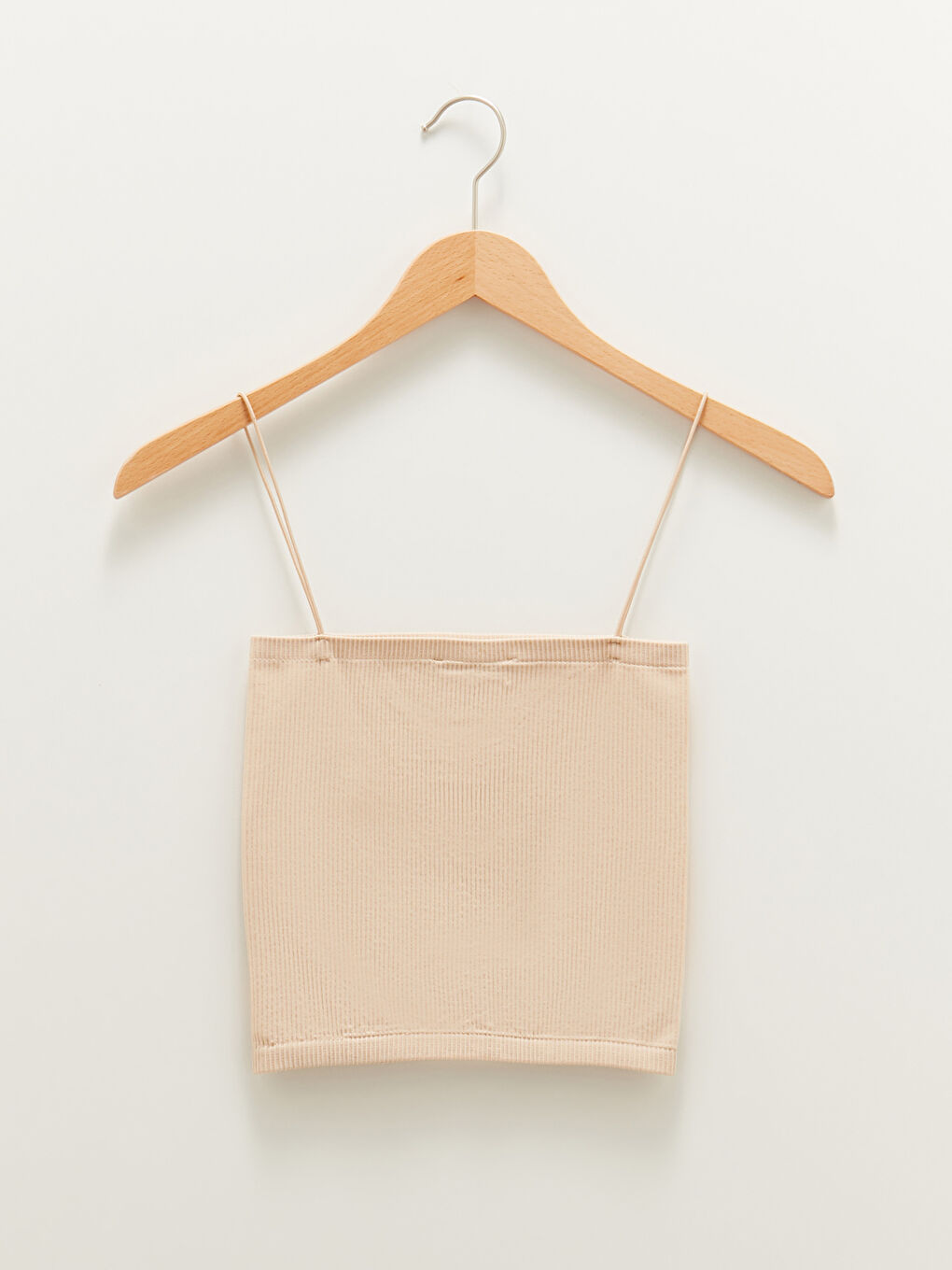 Bej x Aleyna Kalaycıoğlu Kadın Crop - İp Askılı Düz-7