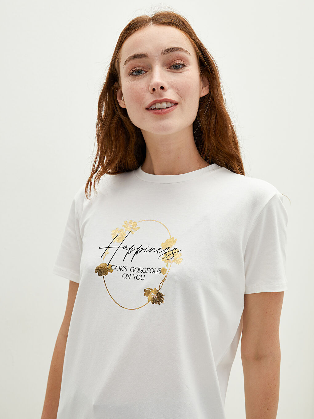 Crew Neck Printed Short Sleeve Women's Tunic