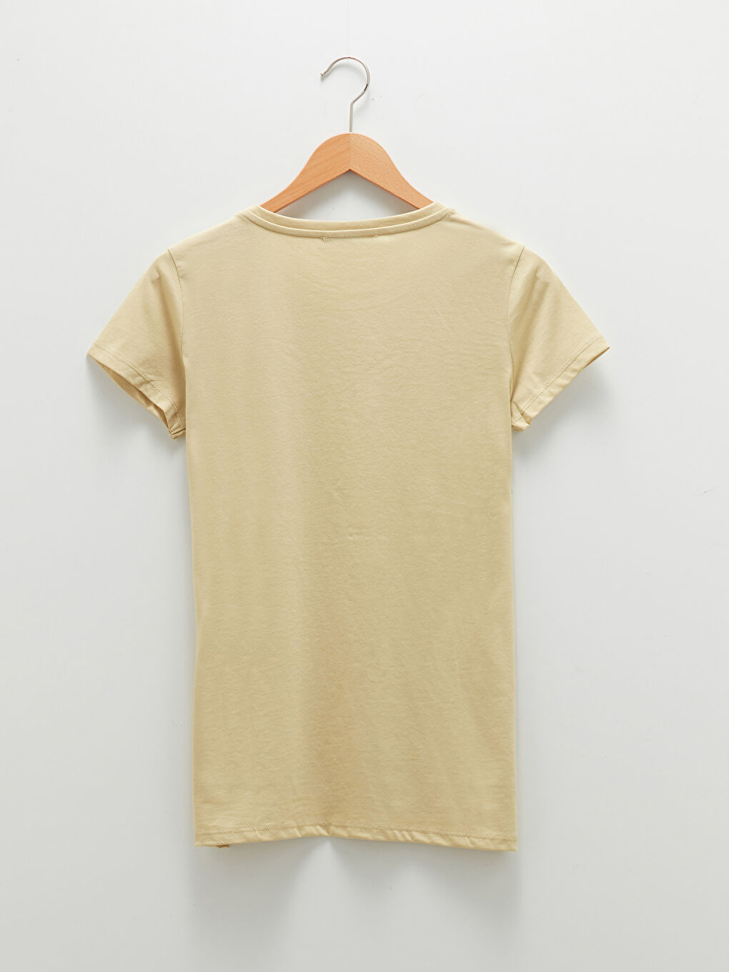 Haki Bisiklet Yaka Pul Payet Baskılı Kısa Kollu Kadın Tişört-6