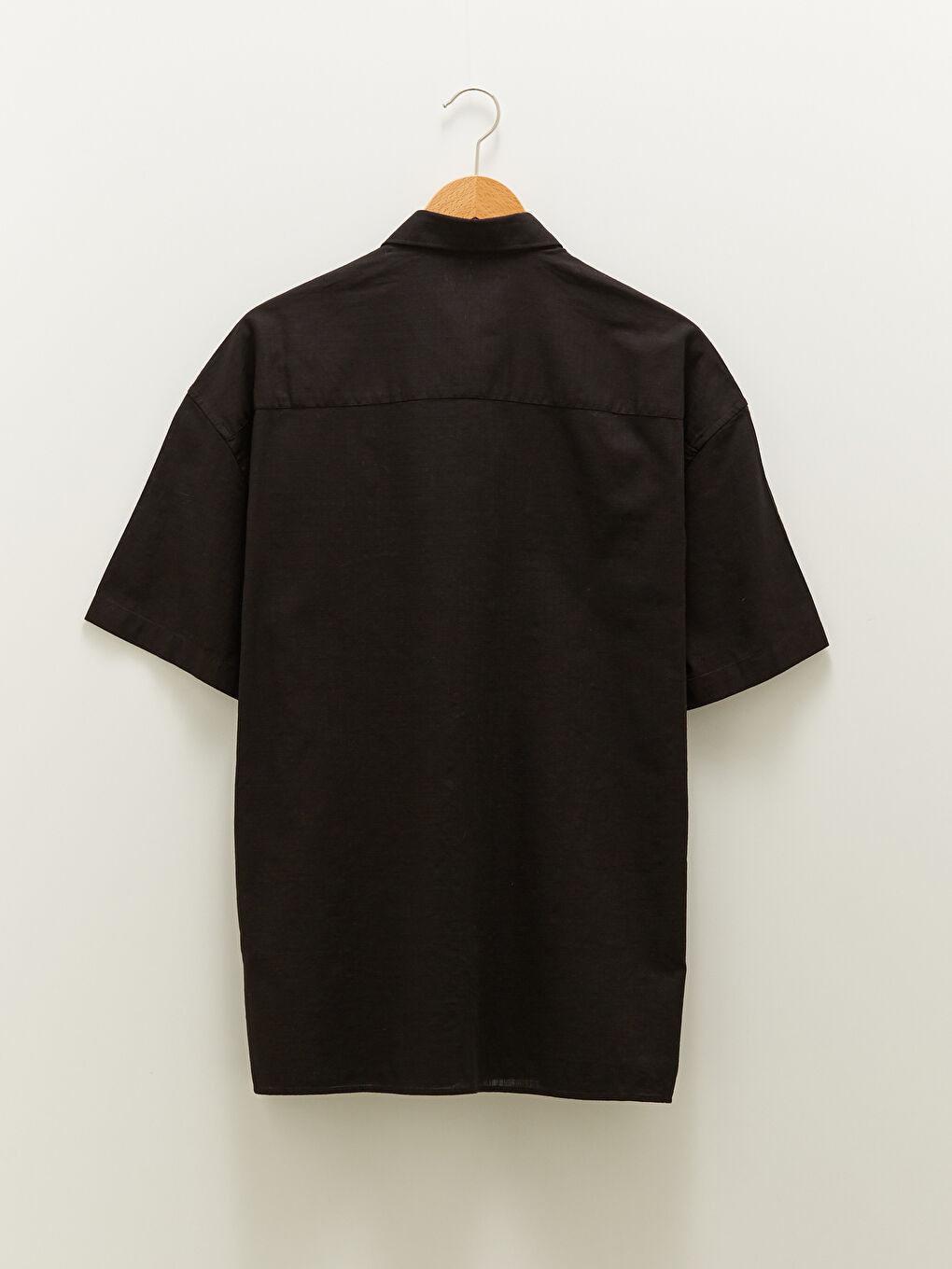 Siyah Slim Fit Kısa Kollu Pamuklu Erkek Gömlek-6