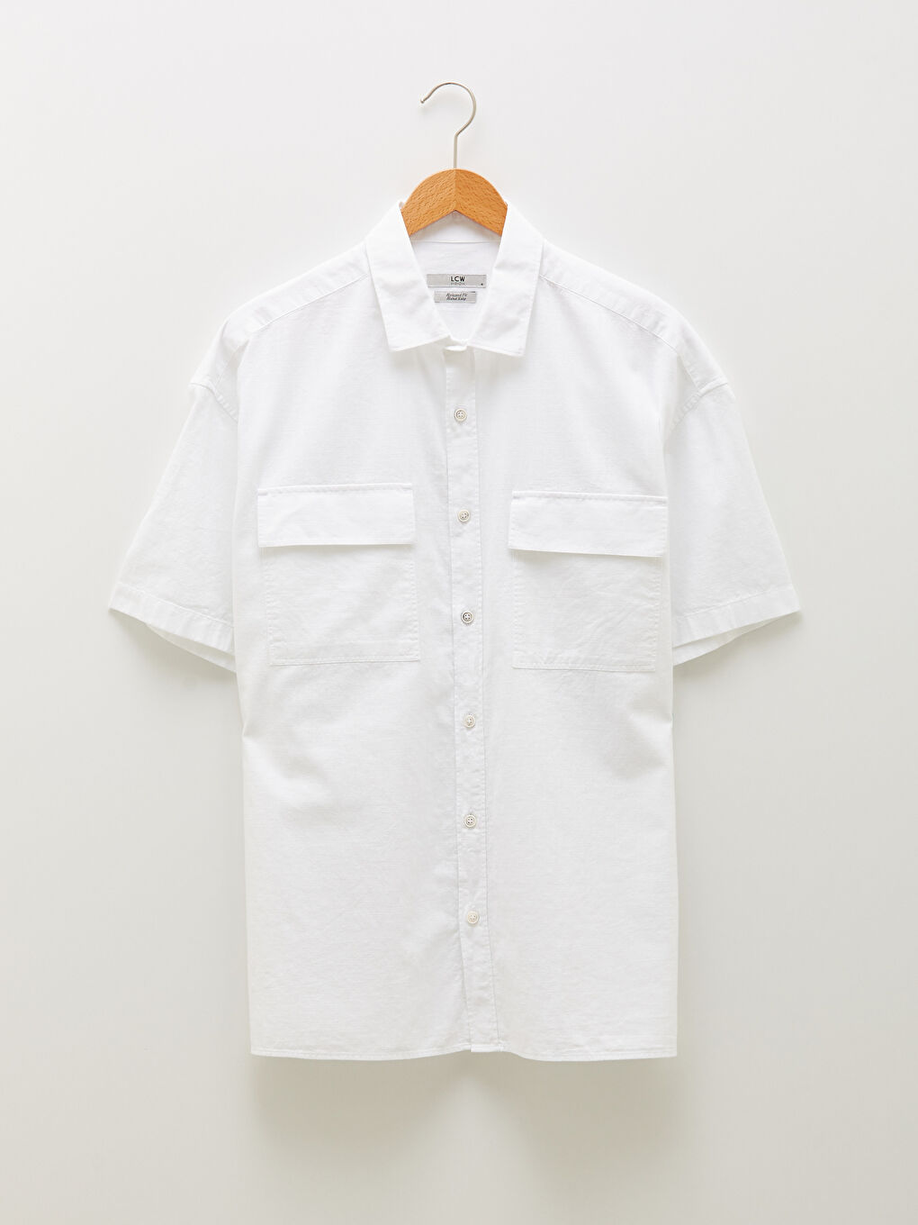 Beyaz Slim Fit Kısa Kollu Pamuklu Erkek Gömlek-5