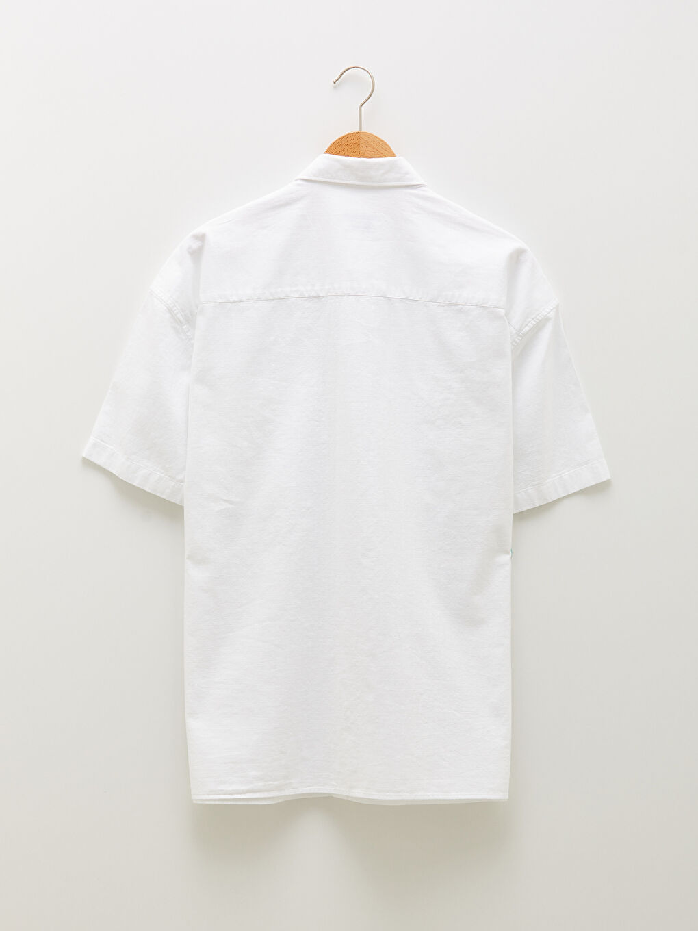 Beyaz Slim Fit Kısa Kollu Pamuklu Erkek Gömlek-6